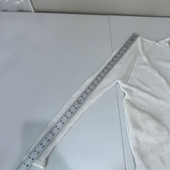 Helmut Lang Womens Sweater Small White 100% Linen Crochet Open Cardigan Beachy - Picture 5 of 10